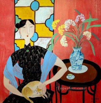 Hu yongkai Chinese lady 5 Oil Paintings